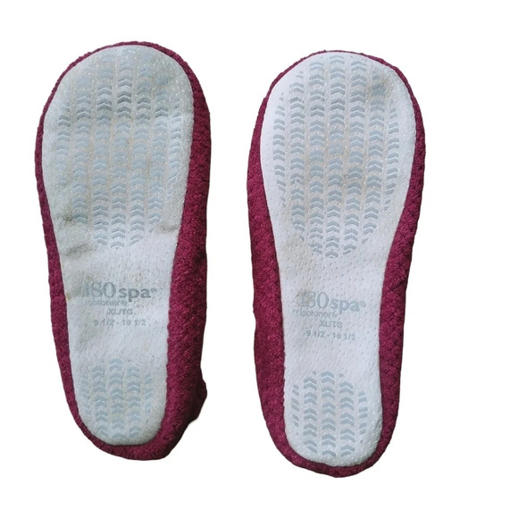 Isotoner ISOspa Non-Slip Slippers XL/9.5-10 Burgundy 2 Pairs - Picture 6 of 8